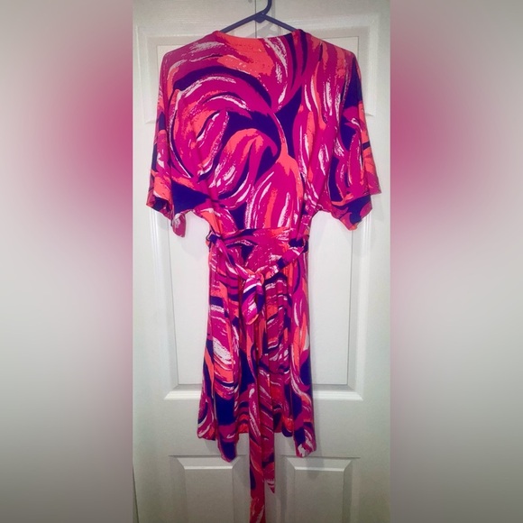 Lilly Pulitzer Amoritta Wrap Dress in Bomber Blue Plume, Bright Colors, Size M - Picture 4 of 11